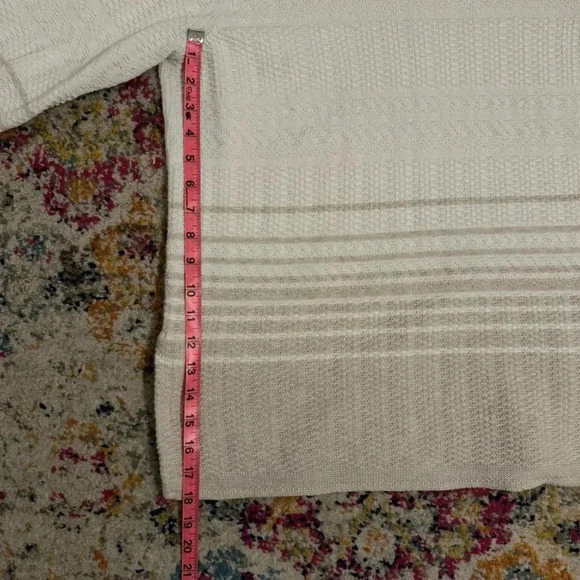 Lands’ End White & Tan Women’s Cotton Blend Sweater Size Medium Petite - Picture 12 of 13